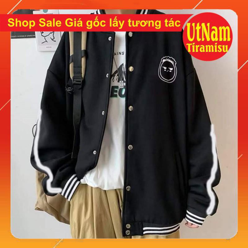 Áo bomber tay rót logo mặt người Kiểu dáng Unisexfreesize 40-50kg mặc đẹpPhong cách Hàn Quốc