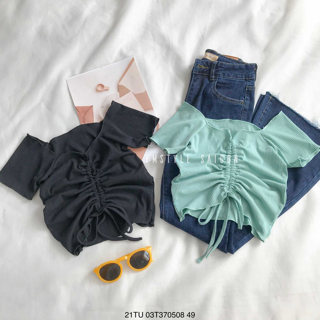 Áo thun tay ngắn VM STYLE rút dây cuốn biên 21TU12T370702 | BigBuy360 - bigbuy360.vn