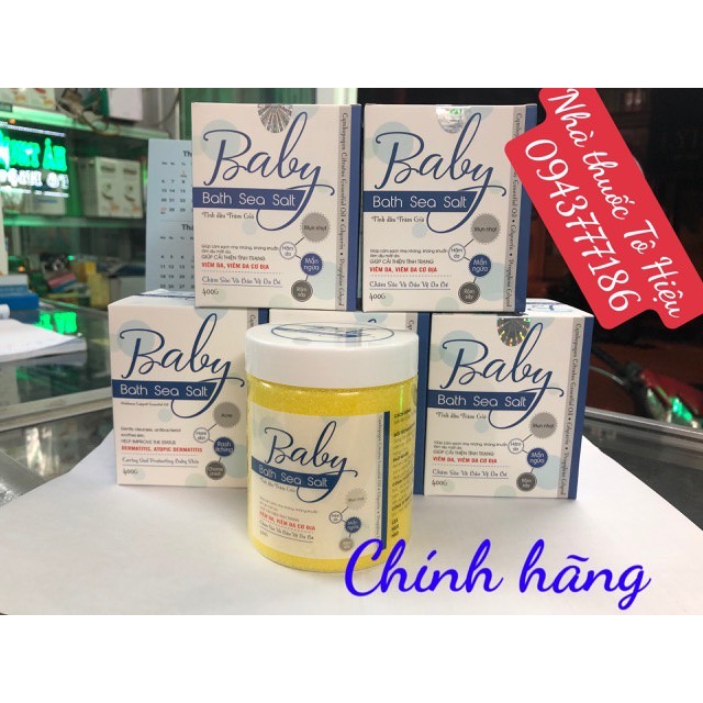 Baby bath sea salt (Chính hãng) - Muối tắm cho bé, tinh dầu tràm gió giảm viêm da, viêm da cơ địa