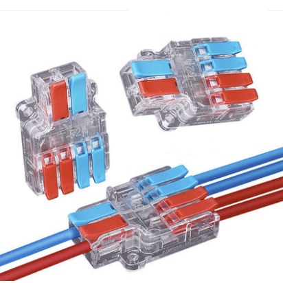 Cút Nối Dây Điện nhanh thông minh 2 ngõ vào 4 ngõ ra LT-624 trong suốt chốt 2 màu