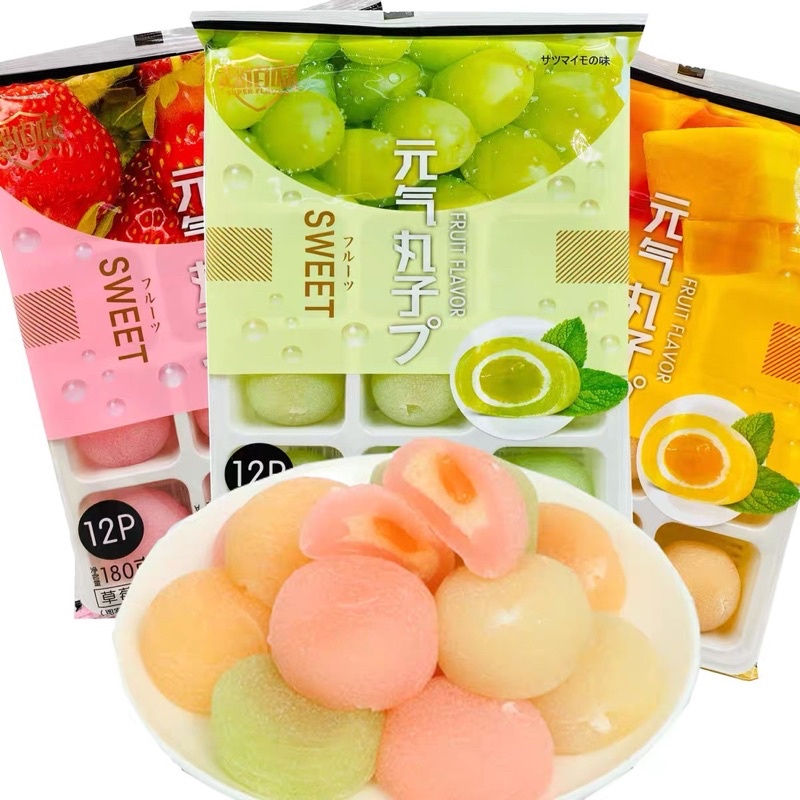 [3 KHAY] Bánh Mochi Kem Lạnh Nhân Trái Cây Đài Loan khay 12 bánh 180gr mềm dẻo thơm càng ăn càng nghiện | đồ ăn vặt SGF