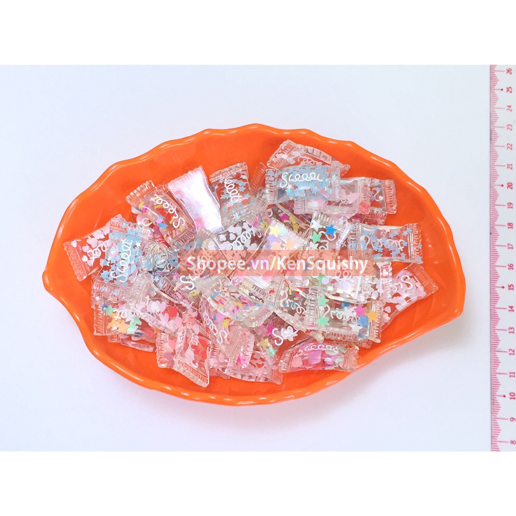 Charm Kẹo Sweet Trái Tim Ngôi Sao Trong Suốt Ngẫu Nhiên Nguyên Liệu Trang Trí Slime