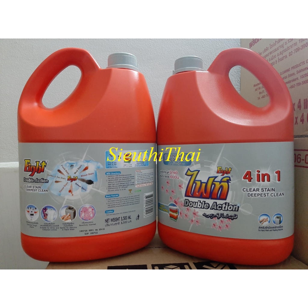 Nước giặt Fight 4in1 Thái Lan 3000ml Nắp màu Xám
