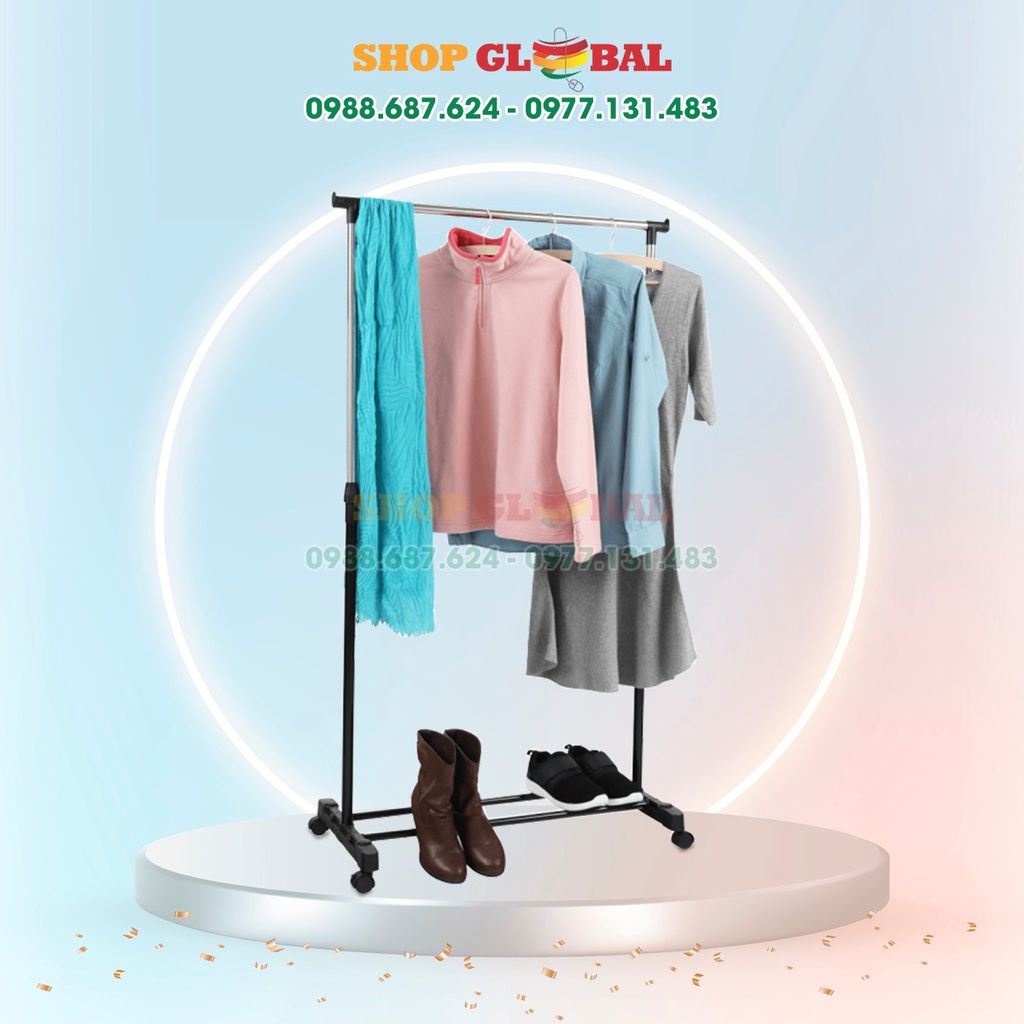 Giá Kệ Treo Quần Áo Giá Phơi Quần Áo Đơn Inox Thông Minh Có Bánh Xe Di Động Tiện Lợi