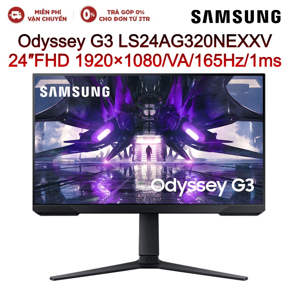 Màn hình máy tính LCD SAMSUNG Odyssey G3 LS24AG320NEXXV 24″FHD 1920×1080/VA/165Hz/1ms (Đe