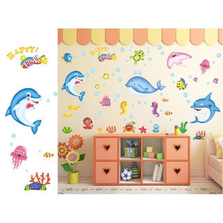 Decal trang trí tường Cá Heo Xanh