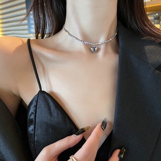 Vòng Cổ Choker Mặt Trái Tim Đính Đá Thời Trang Cho Nữ