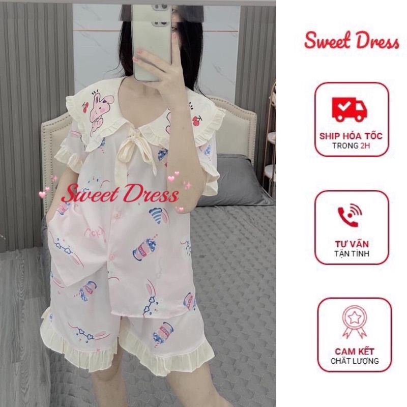 🌸 Bộ Pijamas 🌸 Bộ Ngủ Lụa Latin Cộc Đùi