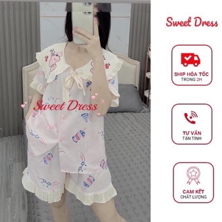 🌸 Bộ Pijamas 🌸 Bộ Ngủ Lụa Latin Cộc Đùi