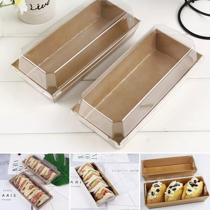 50 HỘP CHỮ NHẬT NẮP TRONG E1985 đựng bánh bông lan, sandwich