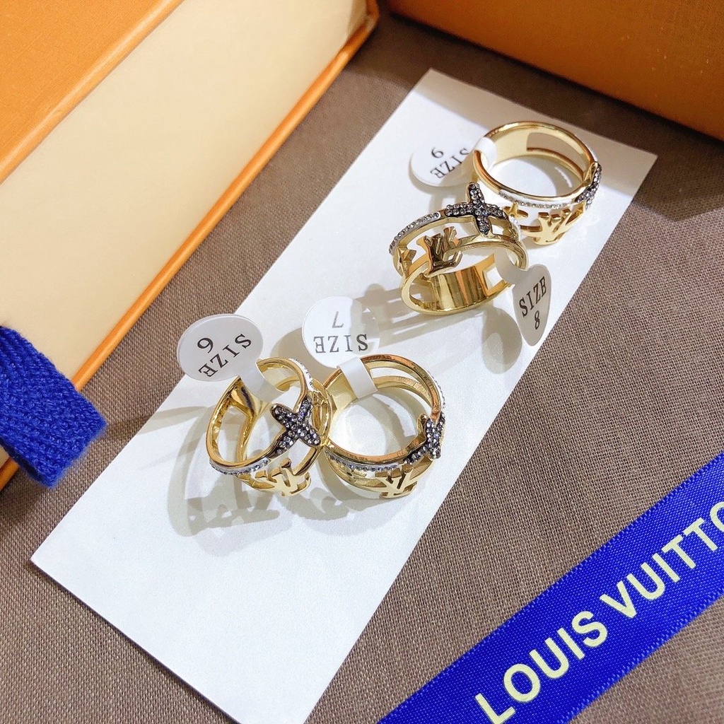 Nhẫn Louis Vuitton Phong Cách Hàn Quốc Đơn Giản Mạ Vàng / Bạc 925 Dành Cho Nữ