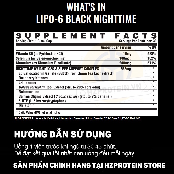 ĐỐT MỠ LIPO6 NIGHT TIME - LIPO 6 NIGHTTIME HỖ TRỢ GIẢM MỠ, GIÚP NGỦ NGON, CẢI THIỆN GIẤC NGỦ (30 VIÊN)