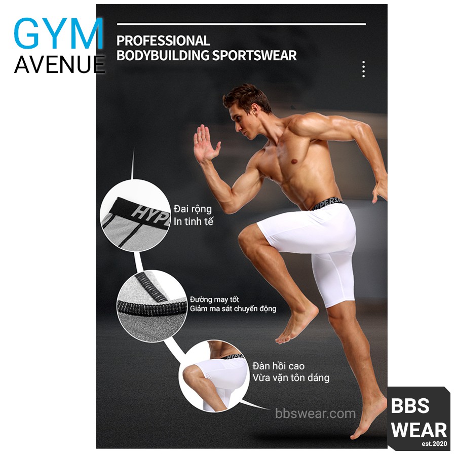 Quần Legging Ngắn COMBAT BBS WEAR - Quần thể thao nam dáng ngắn có túi chuyên GYM Xuất Nhật (Xám - MA70A)