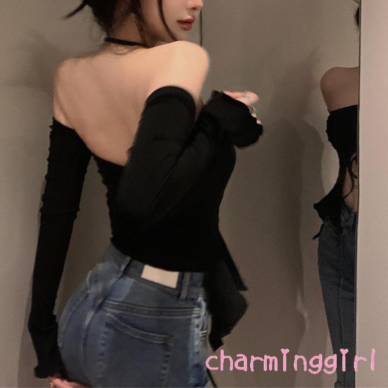 Áo Croptop Cổ Yếm Màu Sắc Trơn Thiết Kế Dây Rút Thời Trang Cho Nữ