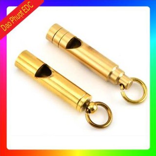 Còi Đồng Thau Cao Cấp - Bao Gồm Vòng Đồng - EDC Treo Móc Khóa - Hàng Có Sẵn