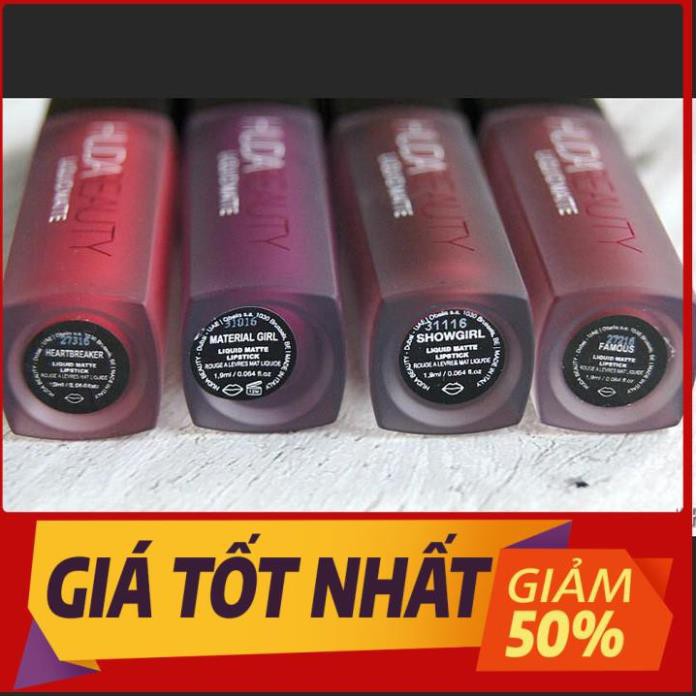 Set 4 son môi kem lì huda beauty liquid matte đẹp cao cấp loại tốt nhất màu hồng đỏ trầm