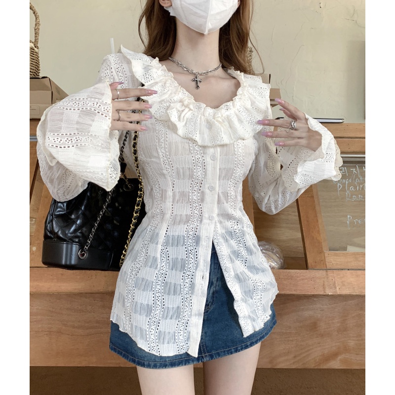 Áo Kiểu Tay Dài Cổ Chữ V Thời Trang Mùa Thu Cho Nữ