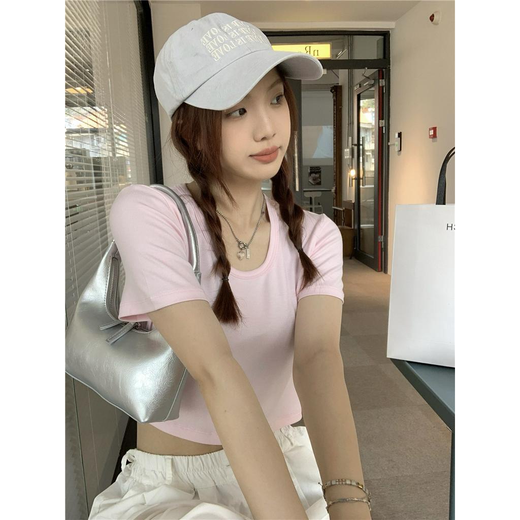 Áo Thun Ngắn Tay Dáng Ôm Màu Trơn Thời Trang 63502