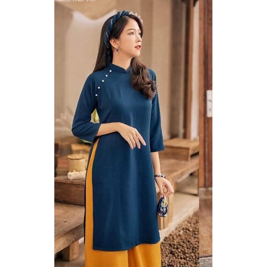 Áo Dài Tân Thời Nữ ⚡ FREESHIP ⚡ Tay Lỡ Cổ Cao Kết Thủ Công Làng Nghề May Do Thủ Công | BigBuy360 - bigbuy360.vn