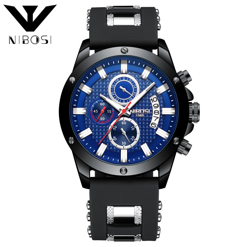 Đồng hồ nam Nibosi 2333 dây thép thiết kế nam tính manh mẽ