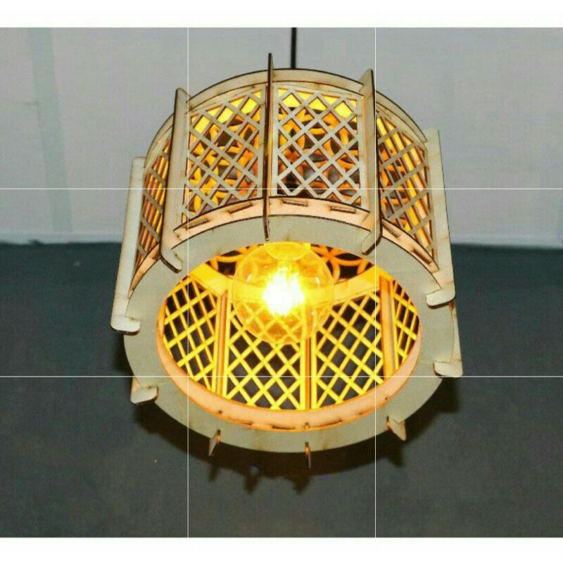 Đèn lồng gỗ caro DG032 - Đèn gỗ thả trần trang trí nhà cửa, quán cafe, nhà hàng