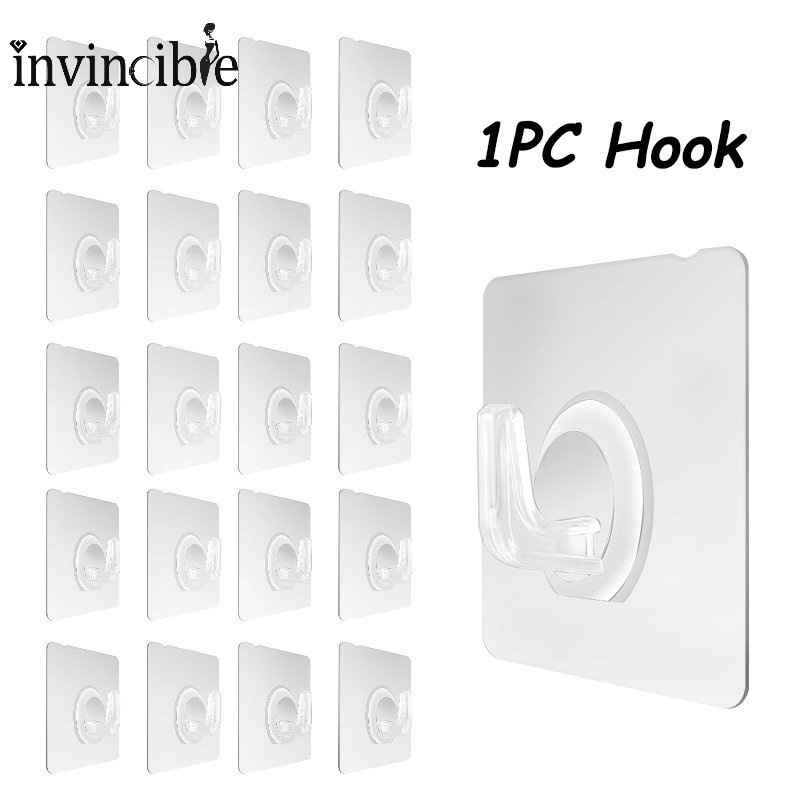 Móc Treo Đồ Dán Tường Trong Suốt Đa Năng Tiết Kiệm Không Gian