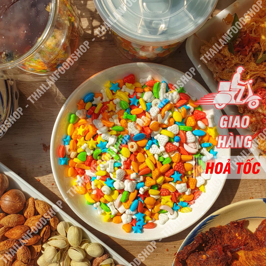 Kẹo Ngũ Sắc Lon 450Gram (Mix Lộn Xộn Nhiều Hình, Nhiều Màu)