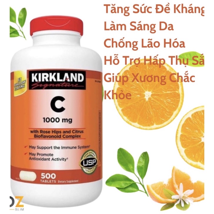 [Chính Hãng] Viên uống Bổ sung Vitamin C Kirkland Signature 1000mg - 500 viên