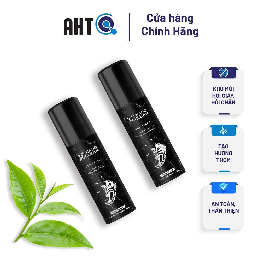 [Combo 2] chai xịt giày diệt khuẩn khử mùi hôi giày, hôi chân Nano Xclean For Shoes - Nano Bạc AHT Corp (AHTC) 100ml