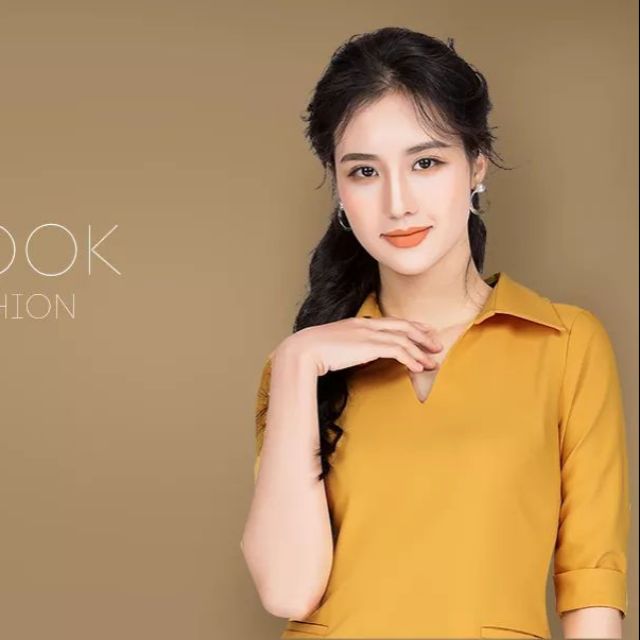 Đầm công sở KK fashion màu vàng mù tạt