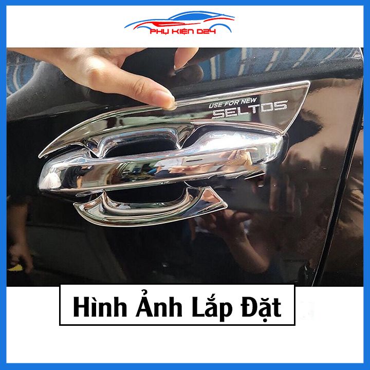 Ốp tay hõm Seltos 2020-2021-2022-2023 vân carbon/mạ crom chống trầy bảo vệ cửa xe ô tô