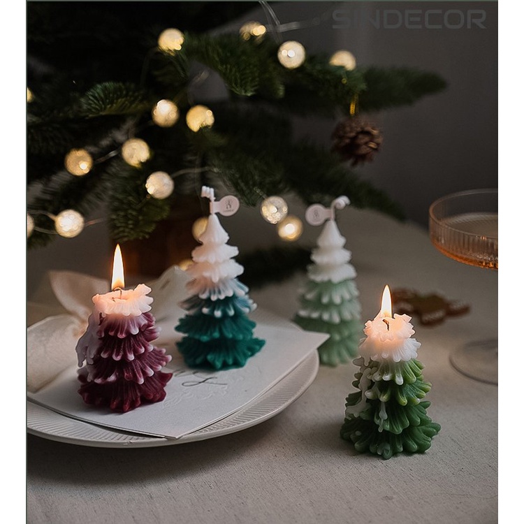 Nến thơm cây thông noel, nến sáp đậu nành thủ công decor phòng Sindecor