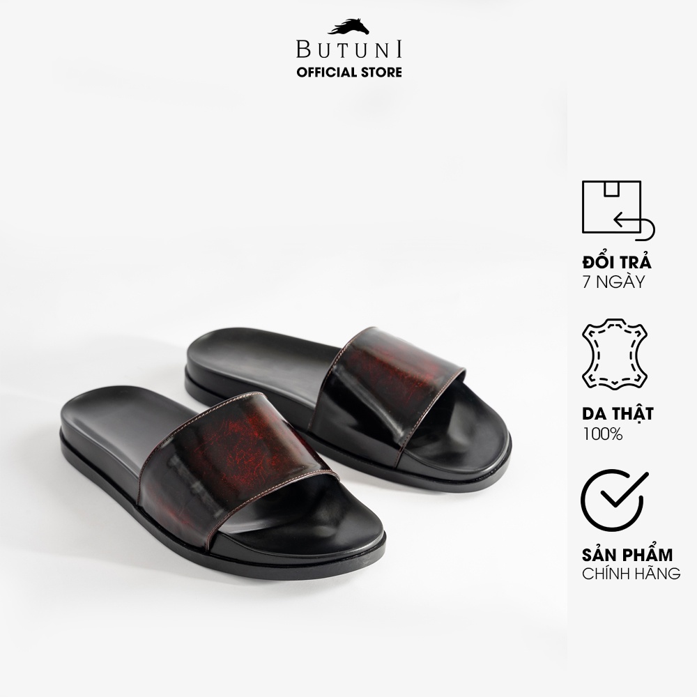 Dép quai ngang da thật Butuni Lava Slippers - Đỏ