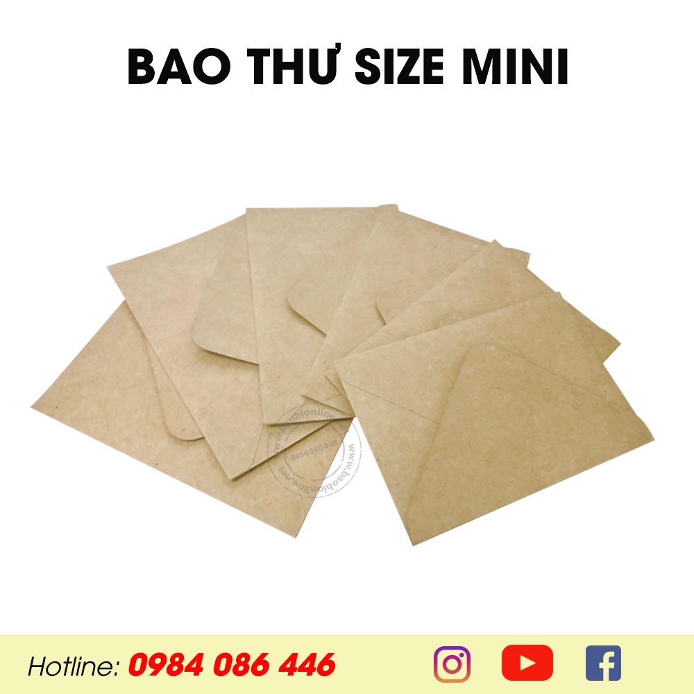 BAO THƯ SIZE MINI ĐỰNG THƯ CẢM ƠN - CARD VISIT - DANH THIẾP 12X8 CM NẮP CHÉO CỔ ĐIỂN