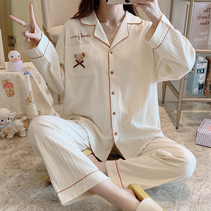 đồ mặc nhàđồ ngủGấu Nhật, cô gái pyjama Mùa hè mới nổi tiếng, sinh viên tiên, dài và tay áo ngắn, áo len dự phòng xuân.