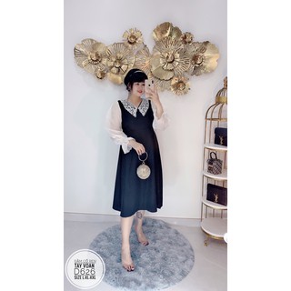 Bigsize Đầm cổ ren tay voan D626