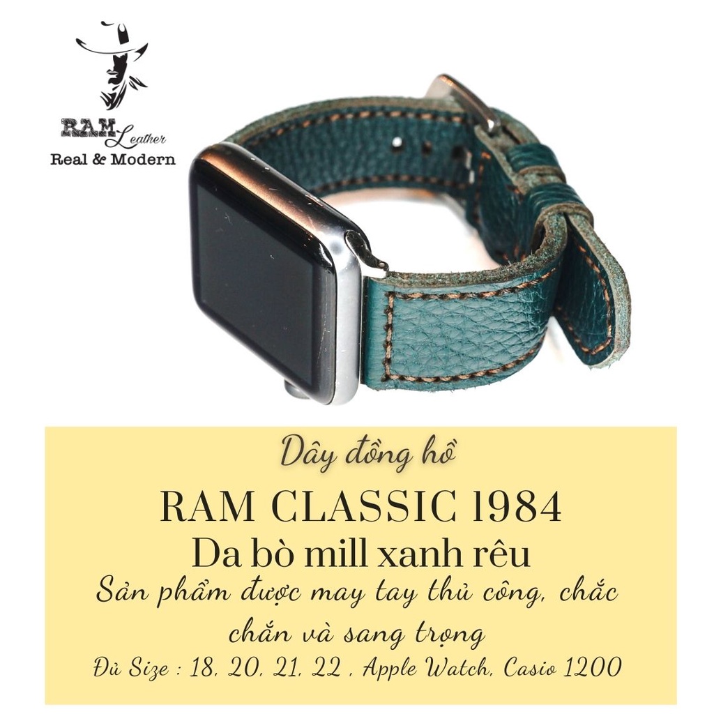 Dây đồng hồ da bò RAM Leather classic 1984 - tặng khóa chốt và cây thay dây