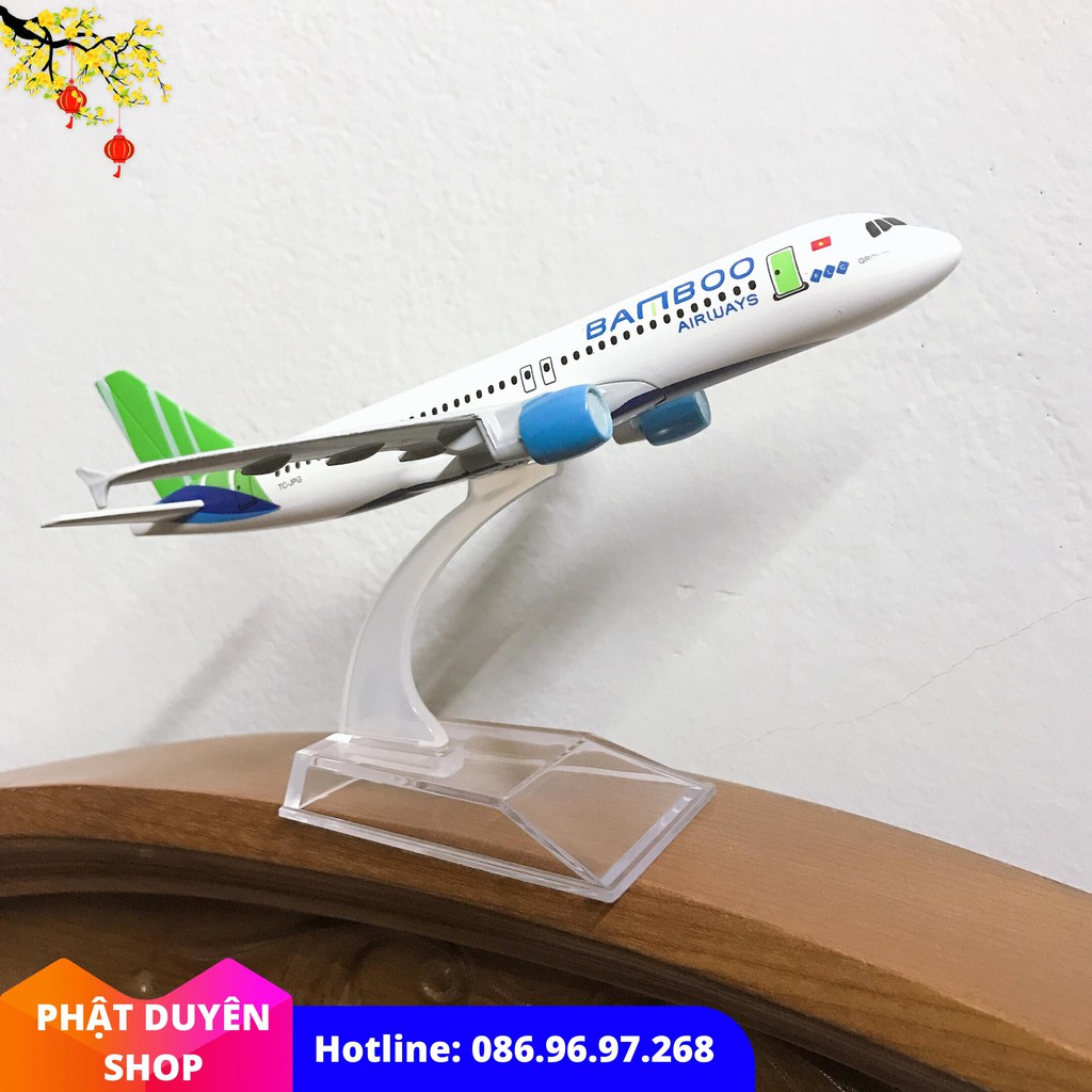 Máy bay Bamboo Airway mô hình kim loại 16cm