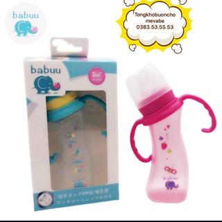 Bình sữa cổ nghiêpng Babuu nhập khẩu Nhật siêu yêu cho bé (tặng núm + tay cầm)