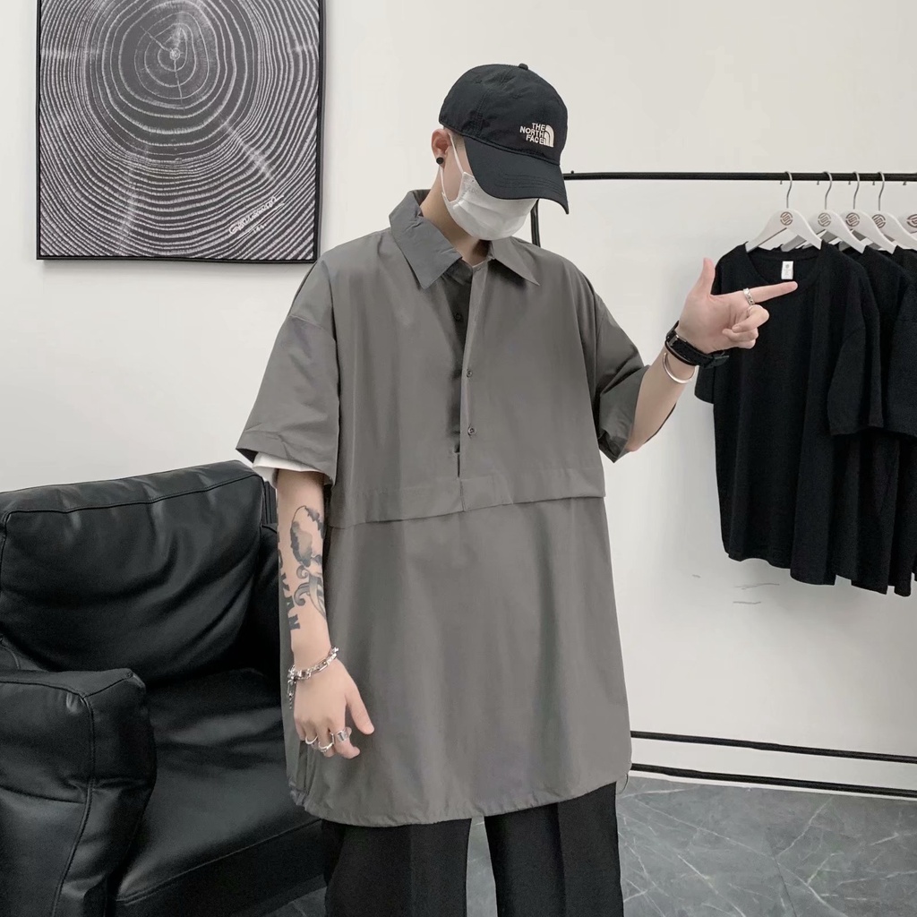 áo polo simple ifashion unisex áo phông đen trắng oversize bông áo thun có cổ bông retro couple áo thun nam có cổ phong cách Hàn Quốc cotton áo thun có cổ nữ