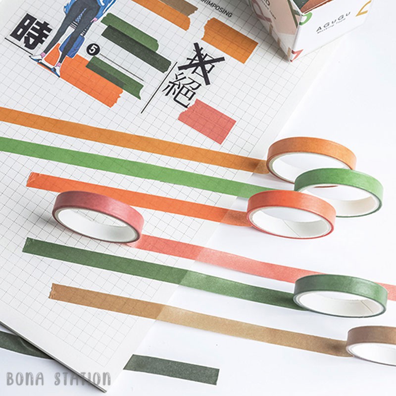 Bộ 7 cuộn washi tape basic Raul color | BSW051