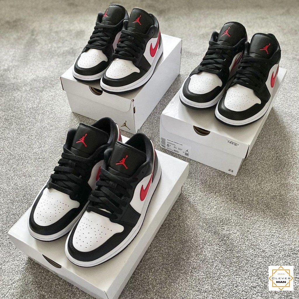 (FREESHIP+HỘP) Giày thể thao Sneakers AIR JORDAN 1 Low Siren Red Màu đen logo đỏ mũi trắng cổ thấp | BigBuy360 - bigbuy360.vn