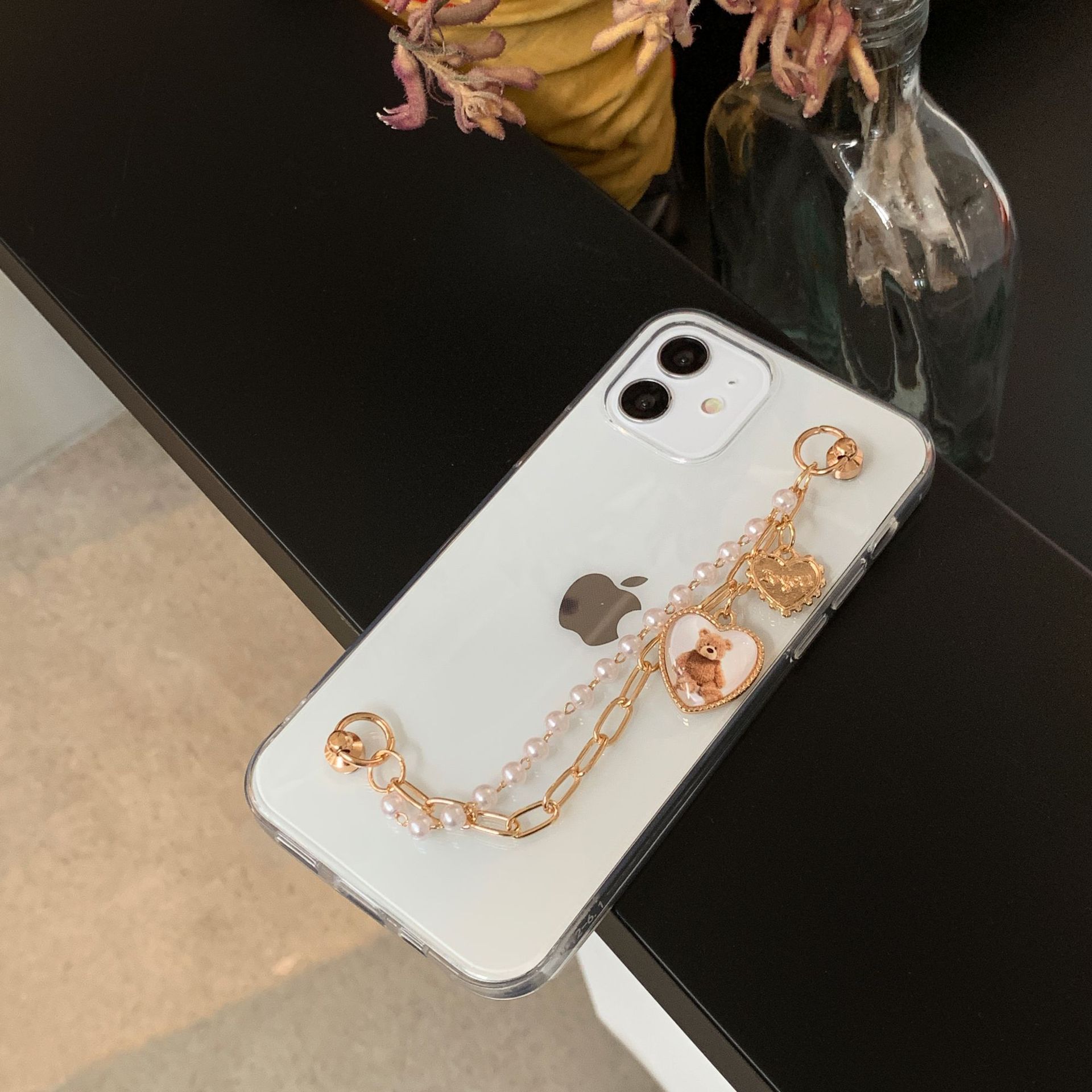 Original New IPhone 11 Case Apple 12pro Hanfeng Ins Protective Case Love Bear Bracelet Vỏ, Bao & Ốp Lưng