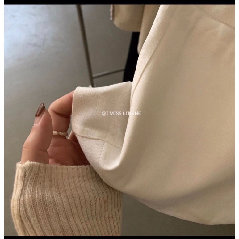 Sơ mi blazer nữ cộc tay cổ vest chất Linen cao cấp thiết kế Vinn Studio | BigBuy360 - bigbuy360.vn