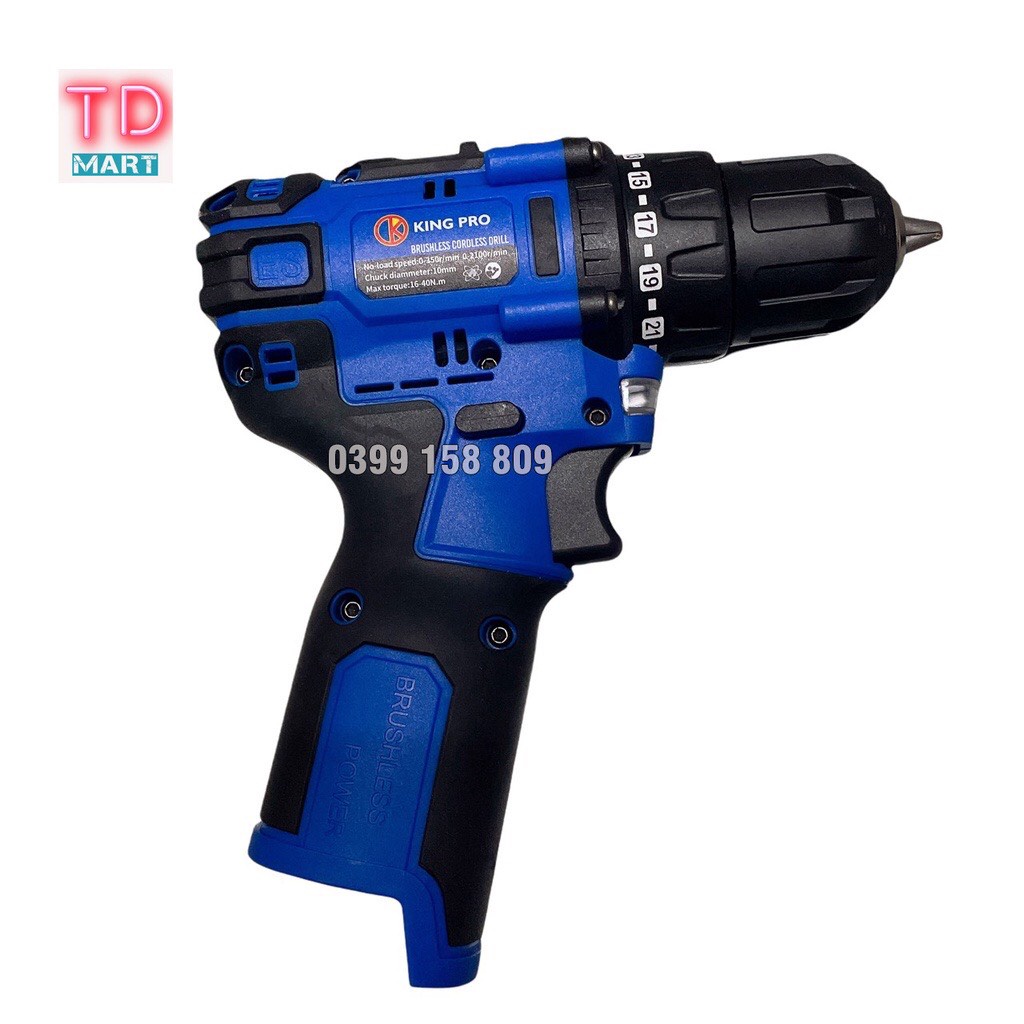 Thân Máy khoan pin KINGPRO 18v Không Chổi Than - dùng pin 4 cell
