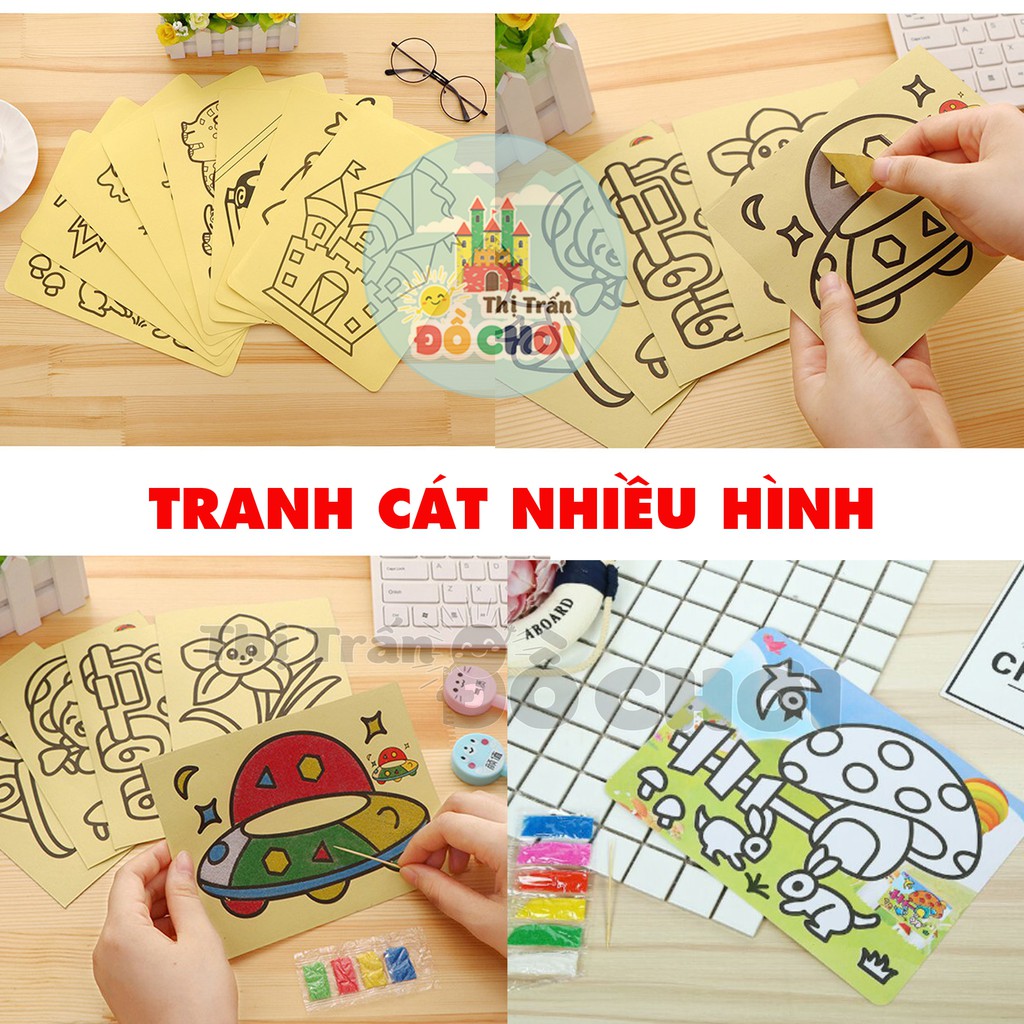 Tranh cát 😍 GIÁ TỐT 😍 Tranh cát tô màu khổ A4, A5 cho bé có nhiều hình để bé lựa chọn