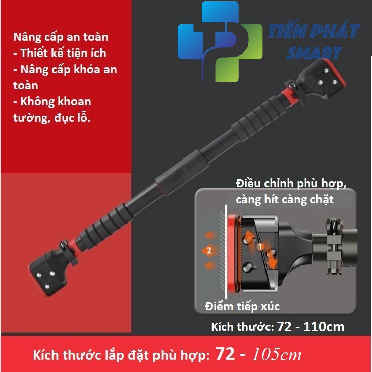 Xà đơn treo tường, gắn tường 2021 điều chỉnh 72cm-110cm và 93cm-140cm nặng 2kg, 2.8kg -VivaSports-Mẫu TG02