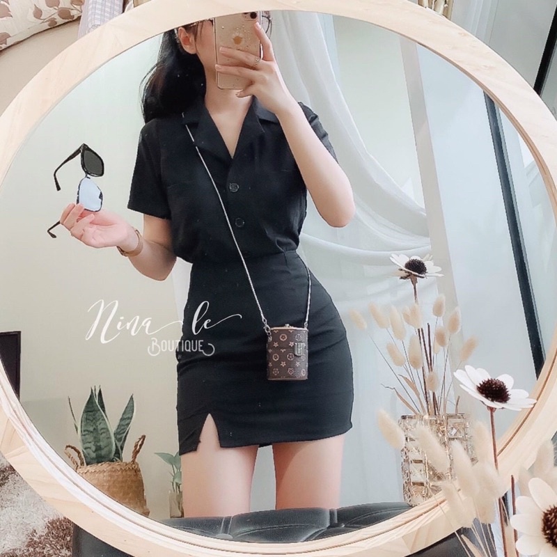 Set vest chân váy midi trắng