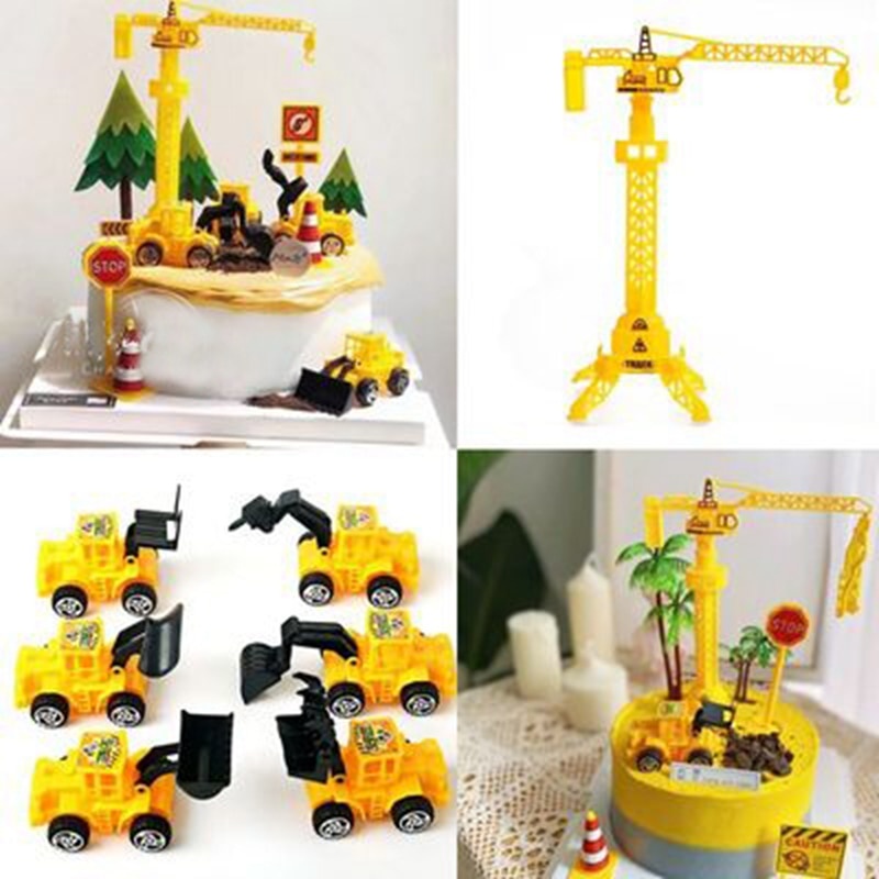 Đồ Trang Trí Bánh Kem Hình Xe Xúc Đào Đất Dành Cho Bé Trai