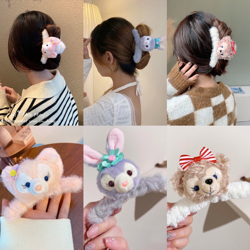 Kẹp tóc dạng hàm cá mập bằng lông nhung dễ thương xinh xắn phong cách Hàn Quốc sành điệu